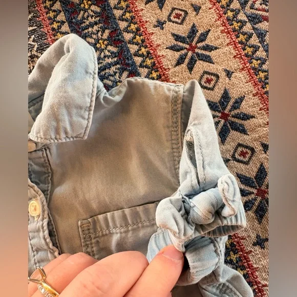 Oshkosh Girls Denim Short Sleeve Dress with Bows and Tulle - Picture 3 of 8